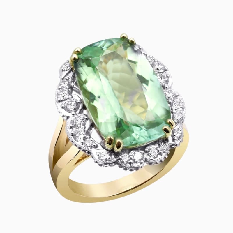 Cushion namibian tourmaline ring