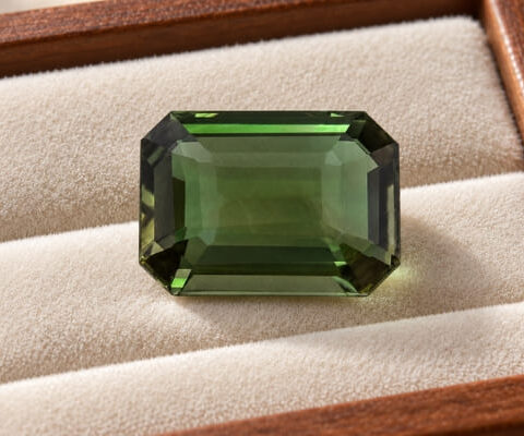 Royal Mirage Alexandrite octagon gemstone in jewellery display box