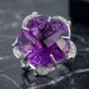 Checkerboard Amethyst Diamond Ring