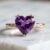 Rose Gold Heart Amethyst Diamond Ring