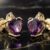 Heart-Shaped Amethyst and Diamond Earrings in Yellow Gold