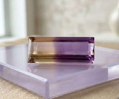 Natural Ametrine 9.43 carat elongated rectangular cut gemstone