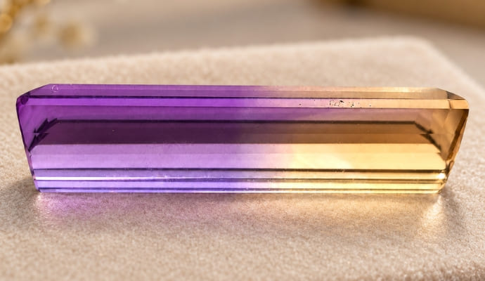 1. Natural Ametrine 9.43 carat purple and golden bi-color loose gemstone