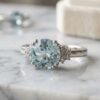 Round Aquamarine Diamond Ring