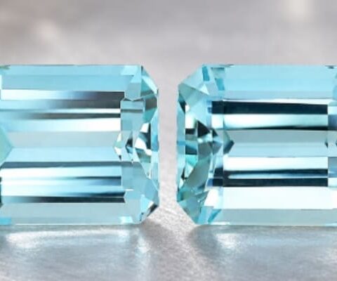 Natural Aquamarine pair emerald cut loose gemstones