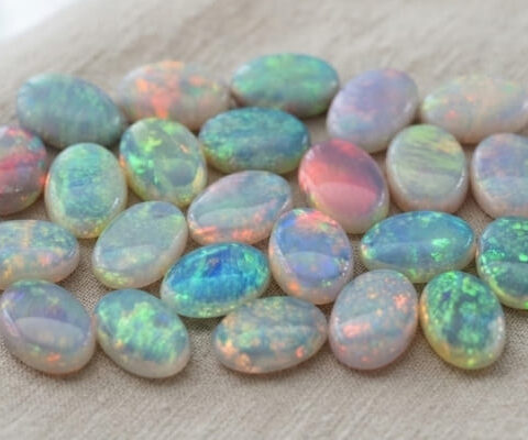 Natural Australian crystal opal gemstone collection with vibrant colour play