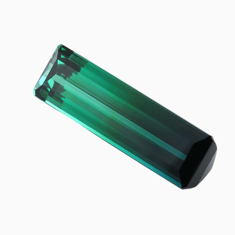 Natural bi-color blue-green indicolite tourmaline gemstone