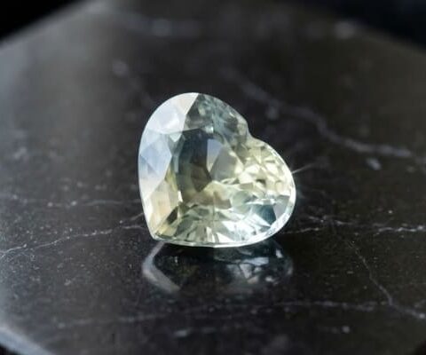 Natural bi-color sapphire heart cut loose gemstone with pale yellow and blue tones