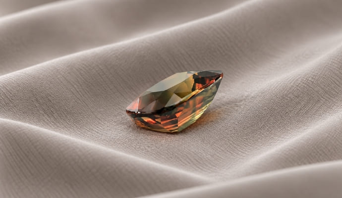 1. Natural bi-color sapphire loose gemstone with warm orange and green color zoning