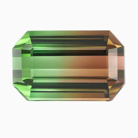 Natural contrasting bicolor tourmaline gemstone