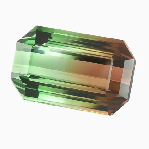 Natural contrasting bicolor tourmaline gemstone