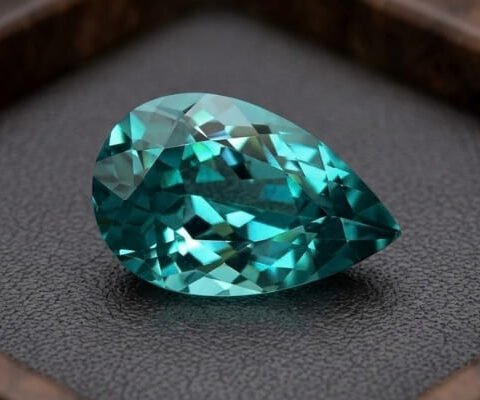 Blue green tourmaline pear cut loose gemstone