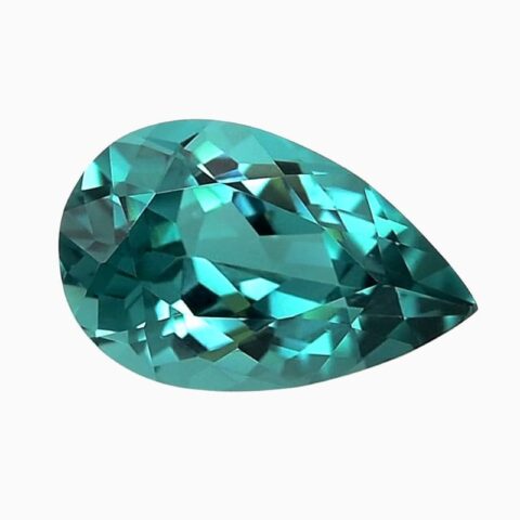 Natural neon blue-green pear tourmaline gemstone