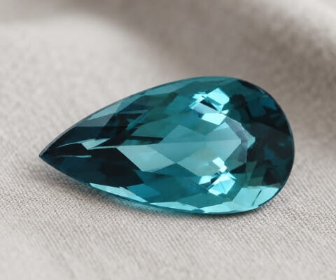 Natural blue green tourmaline pear cut gemstone