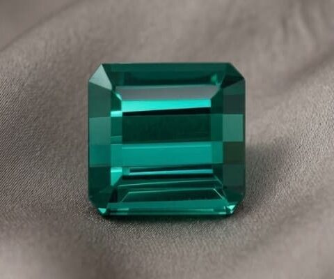 Blue green tourmaline emerald cut loose gemstone
