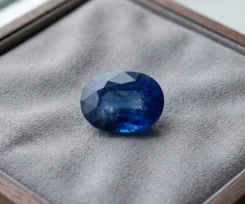 Natural blue sapphire oval cut loose gemstone in jewellery box