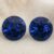 Natural round blue sapphire matching pair on soft beige fabric