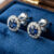 Round Blue Sapphire and Diamond Halo Stud Earrings