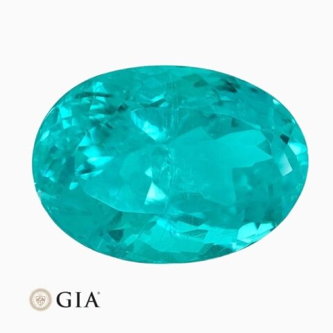 Natural green-blue Brazilian Paraiba tourmaline gemstone