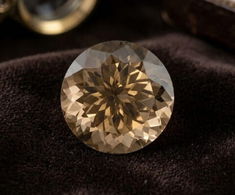 carats/ 1. Natural round brown tourmaline gemstone on dark velvet fabric