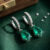 Pear Colombian Emerald and Diamond Drop Earrings in White Gold