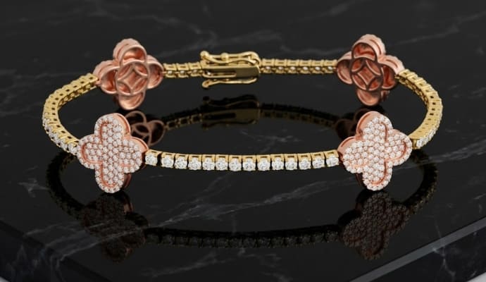 Tennis Bracelet with Clovers