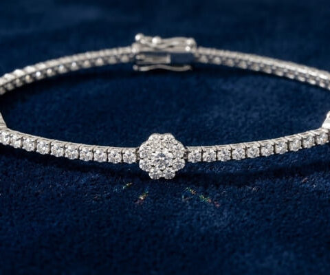 Tennis Bracelet with Flower Clusters