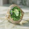 Oval Green Tourmaline Diamond Ring