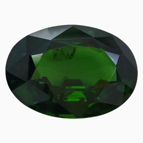 Natural deep green zircon gemstone