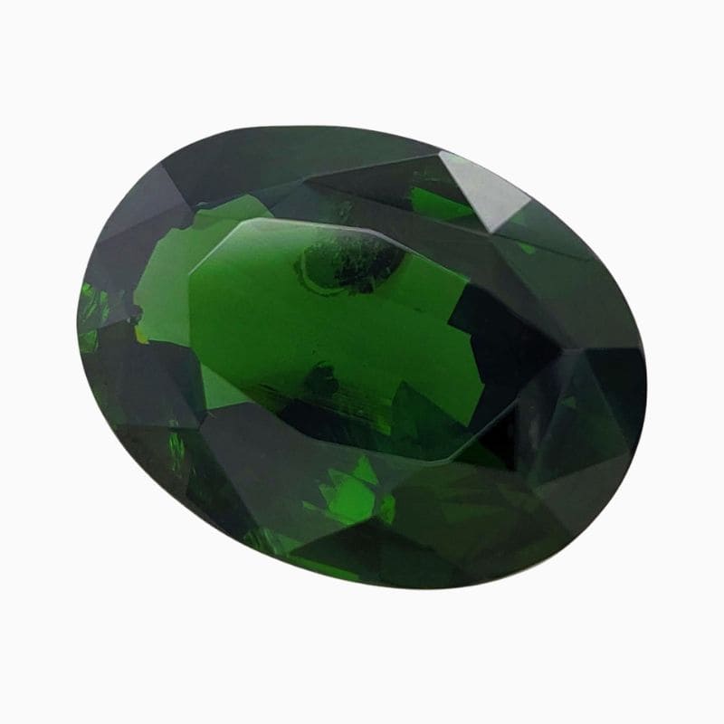 Natural deep green zircon gemstone