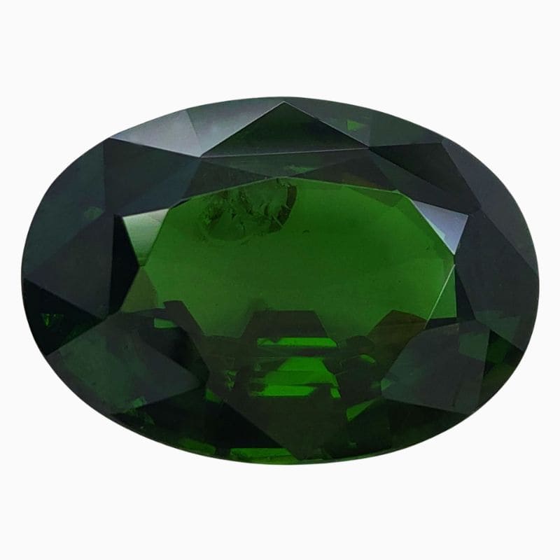 Natural deep green zircon gemstone