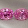 Natural pink sapphire matching pair, oval cut front view