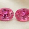 Natural pink gemstone matching pair, oval cut front view