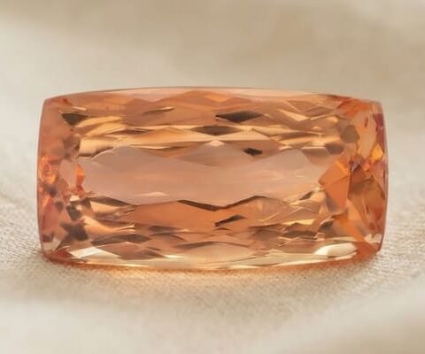 Natural peach Imperial Topaz rectangular cushion cut gemstone