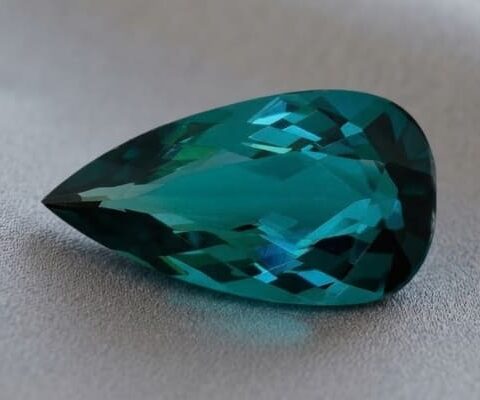 Natural blue Tourmaline pear cut gemstone front view