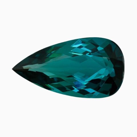 Natural greenish-blue indicolite tourmaline gemstone