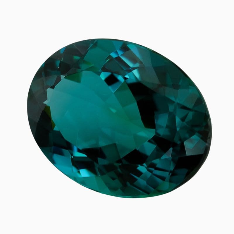 Natural greenish-blue indicolite tourmaline gemstone