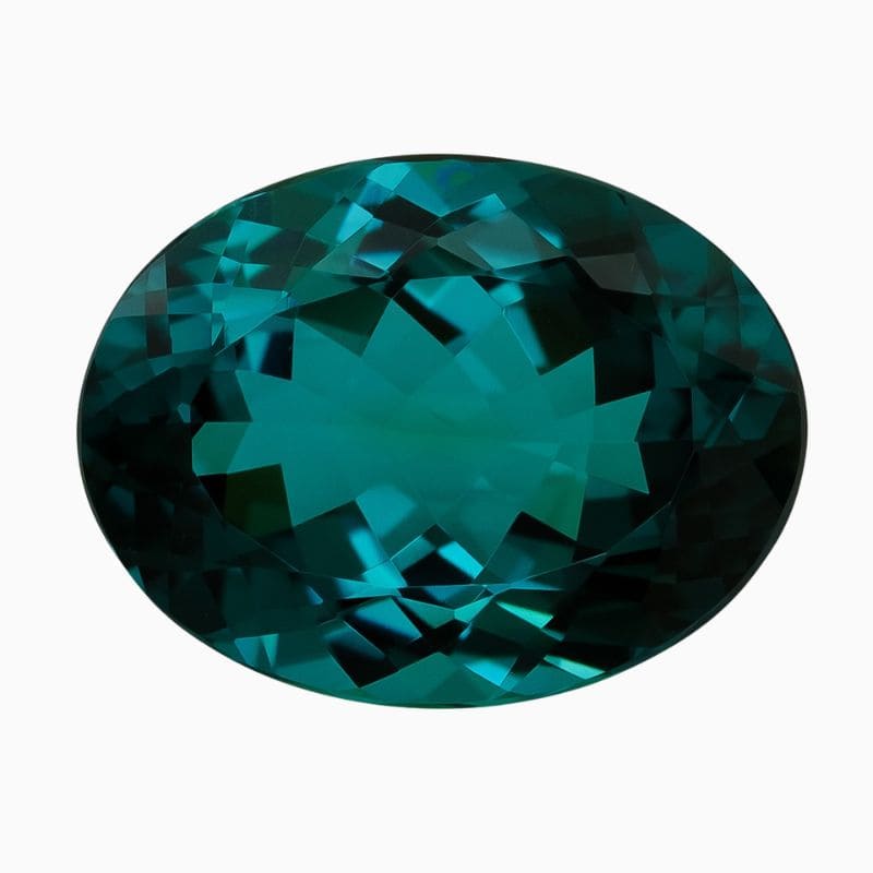Natural greenish-blue indicolite tourmaline gemstone