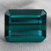 Natural Indicolite Blue Tourmaline emerald cut gemstone front view