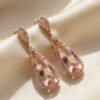 Pear Morganite and Diamond Drop Earrings in Rose Gold