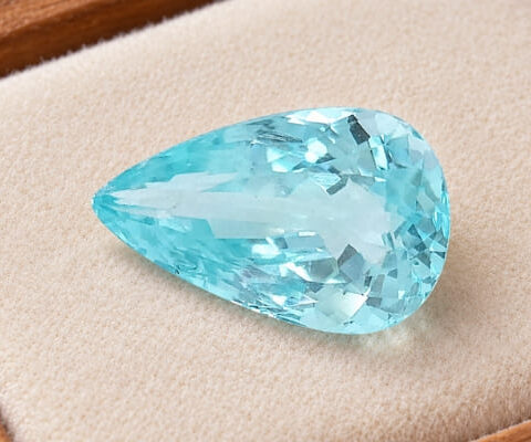 Elongated Pear Greenish-Blue Mozambique Paraiba Tourmaline