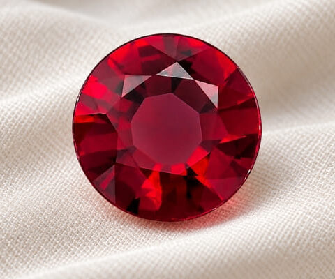 Natural Mozambique Ruby round cut red gemstone front view
