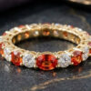 Natural Padparadscha Sapphire 0.88 carats set in 18K Yellow Gold Ring
