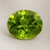 Natural oval peridot gemstone top view
