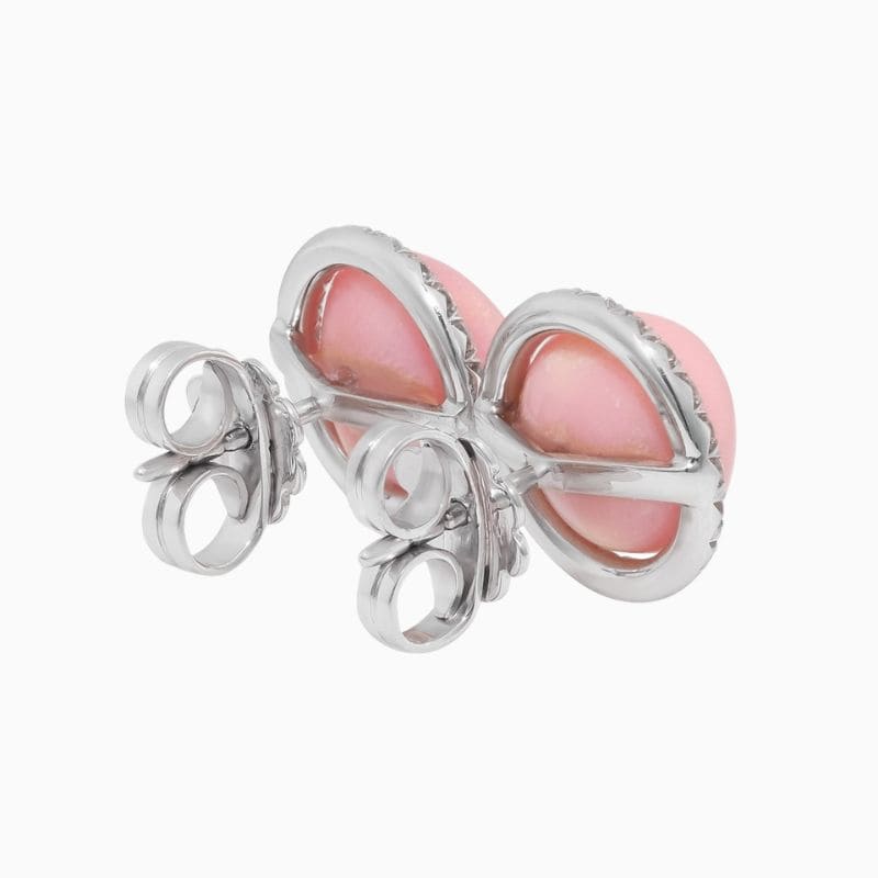 pink conch pearl diamond earrings