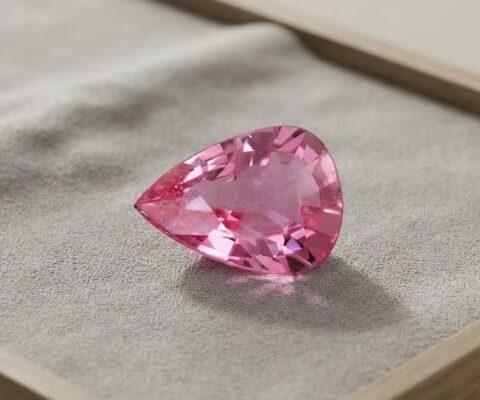 Natural pear cut pink sapphire gemstone top view
