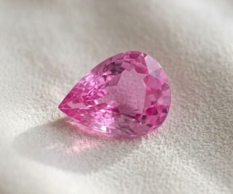 Natural pear cut pink sapphire gemstone top view