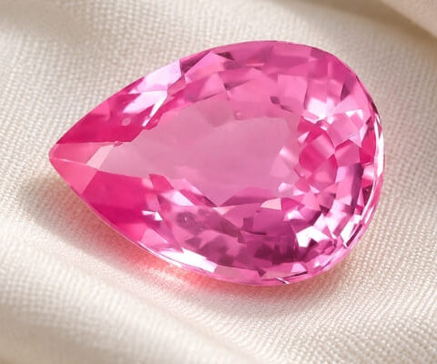 Natural pear cut pink sapphire gemstone top view
