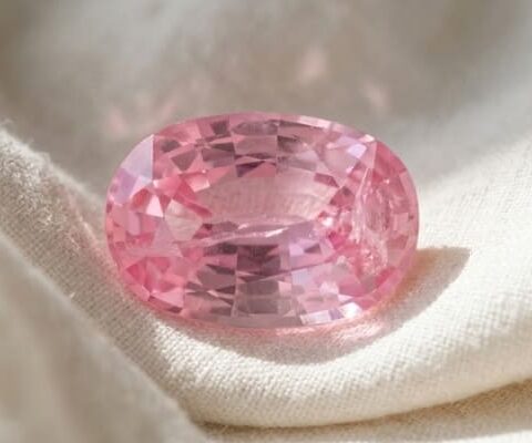 Natural oval pink sapphire gemstone top view