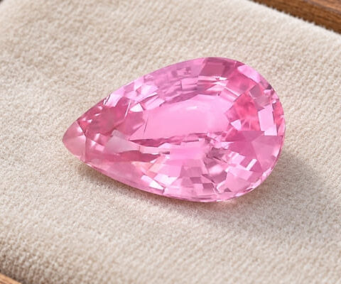 Natural pear cut pink sapphire gemstone top view